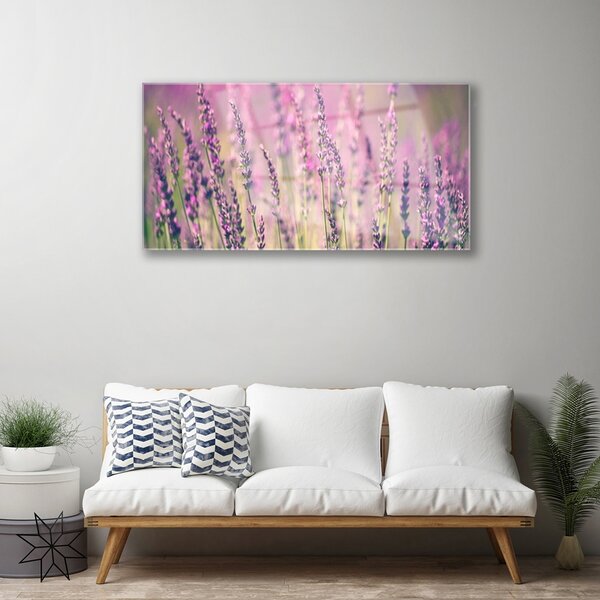 Tablou pe sticla Flori Floral violet