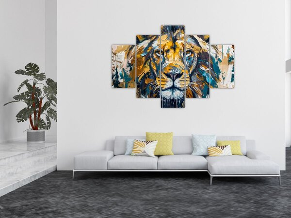 Tablou - pictură în ulei abstractă cu leu (150x105 cm)