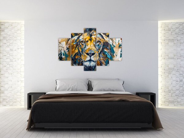 Tablou - pictură în ulei abstractă cu leu (150x105 cm)
