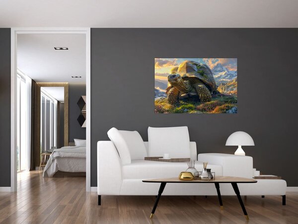 Tablou - Țestoasă și peisaj montan (90x60 cm)