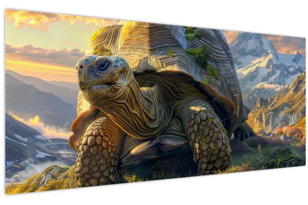 Tablou - Țestoasă și peisaj montan (120x50 cm)