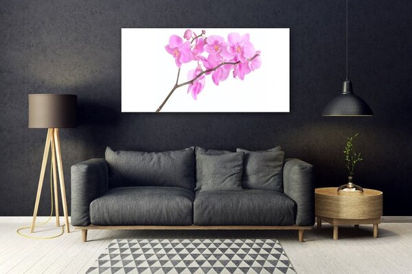 Tablou pe sticla Flori roz Floral