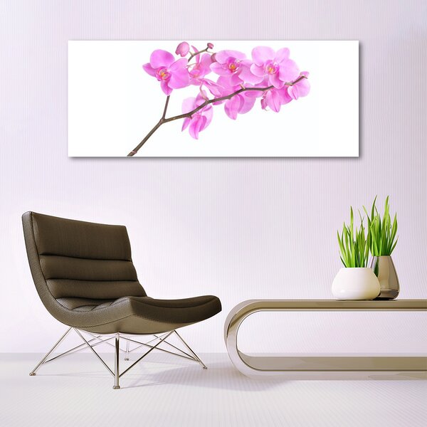 Tablou pe sticla Flori roz Floral