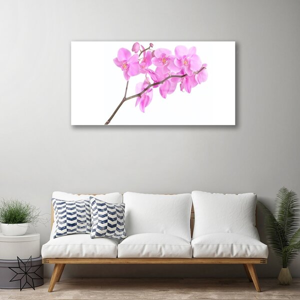 Tablou pe sticla Flori roz Floral