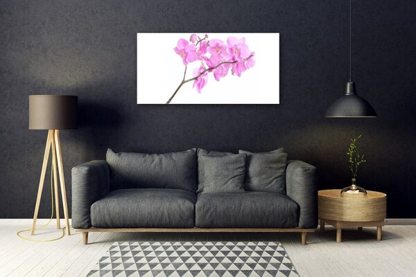 Tablou pe sticla Flori roz Floral
