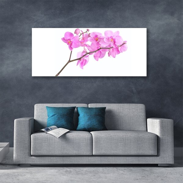 Tablou pe sticla Flori roz Floral
