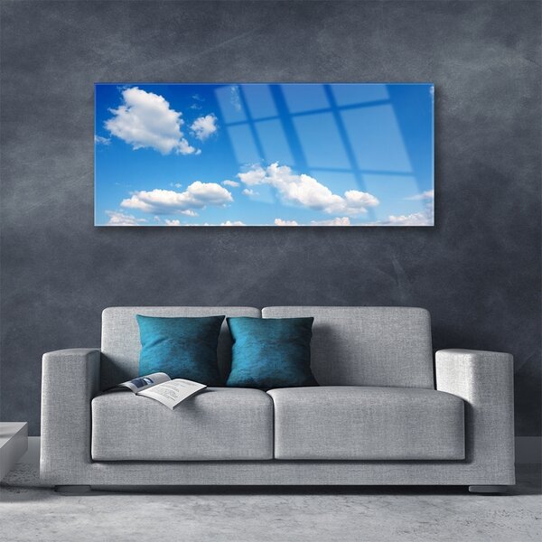 Tablou pe sticla Sky Peisaj Albastru Alb