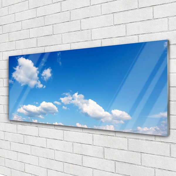 Tablou pe sticla Sky Peisaj Albastru Alb