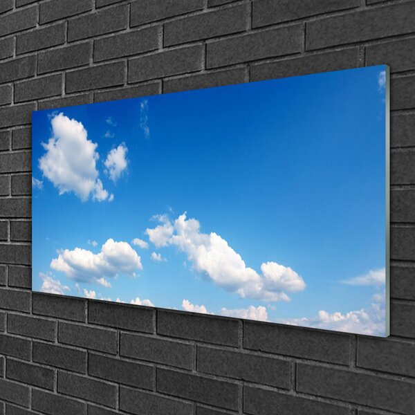 Tablou pe sticla Sky Peisaj Albastru Alb