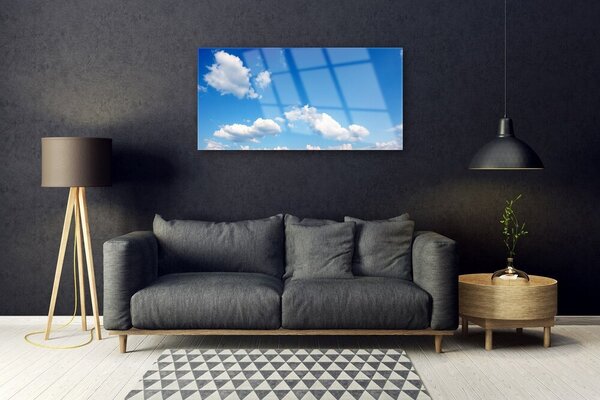 Tablou pe sticla Sky Peisaj Albastru Alb