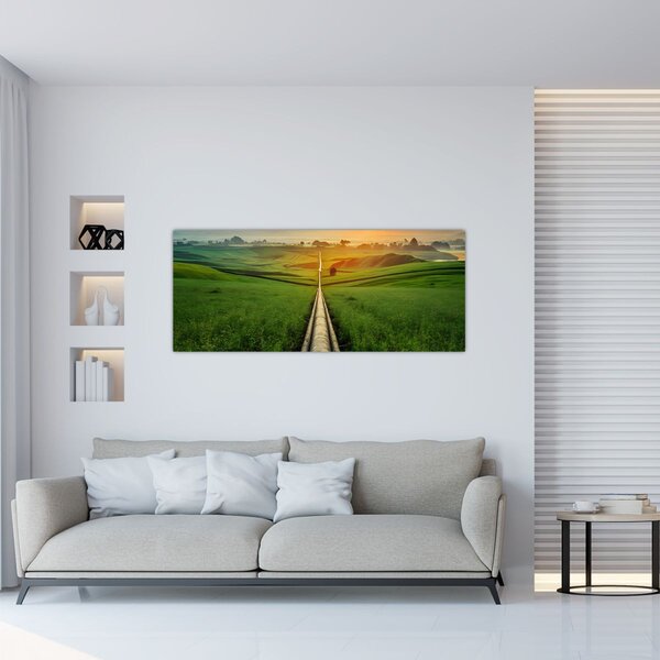Tablou - Răsărit de soare peste vale (120x50 cm)