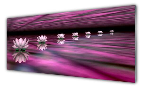 Tablou pe sticla Flori roz Floral