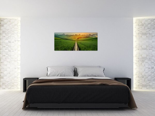 Tablou - Răsărit de soare peste vale (120x50 cm)