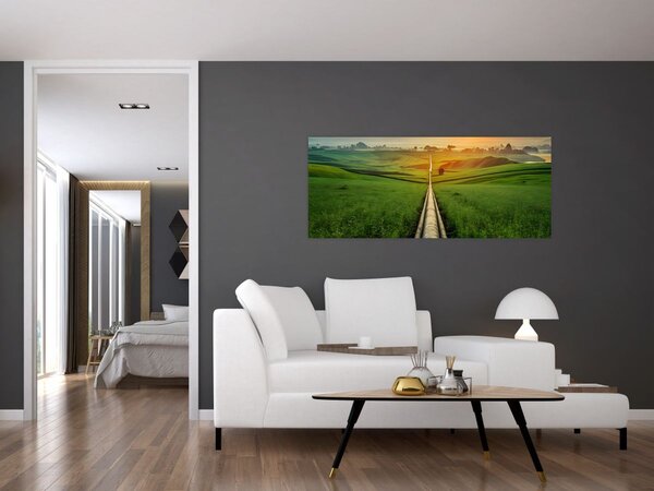 Tablou - Răsărit de soare peste vale (120x50 cm)