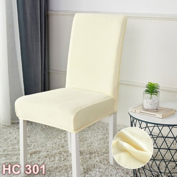 Husa pentru scaun, universala, material catifea, crem deschis, HC301