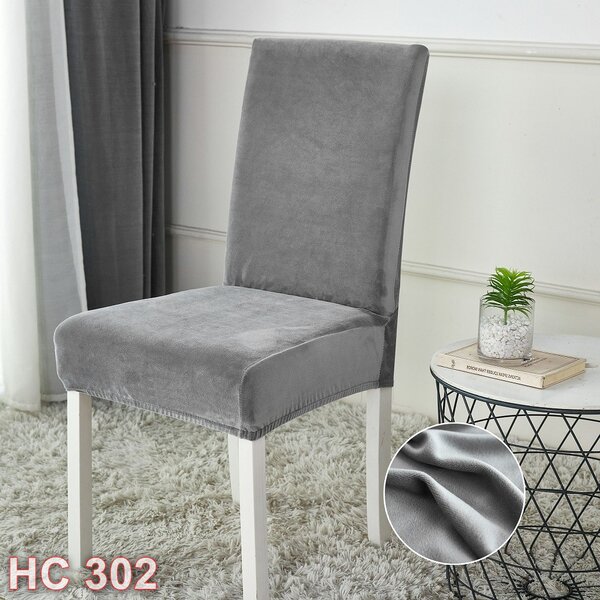 Husa pentru scaun, universala, material catifea, gri deschis, HC302