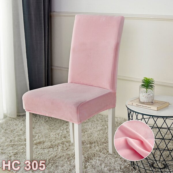 Husa pentru scaun, universala, material catifea, roz , HC305