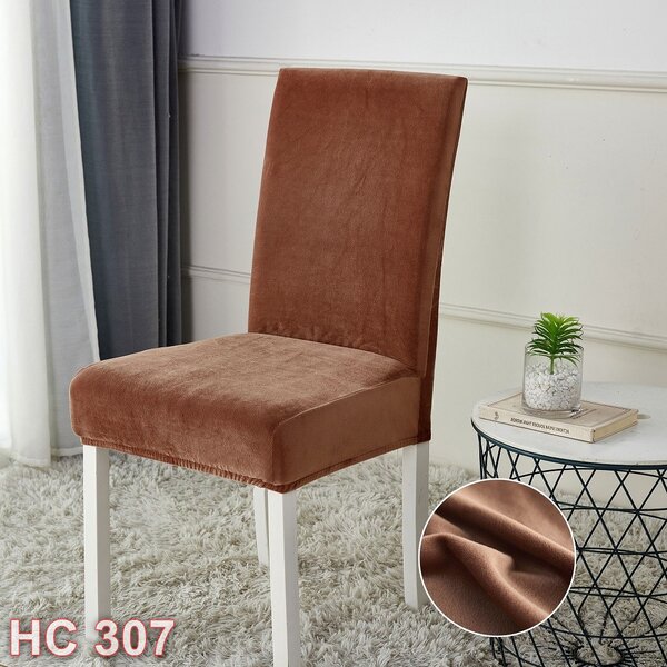 Husa pentru scaun, universala, material catifea, maro , HC307
