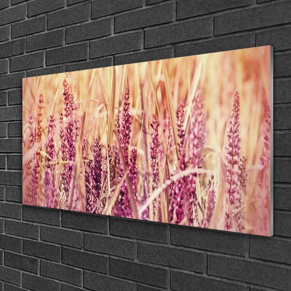 Tablou pe sticla Grâu Floral Brown