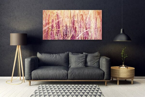 Tablou pe sticla Grâu Floral Brown