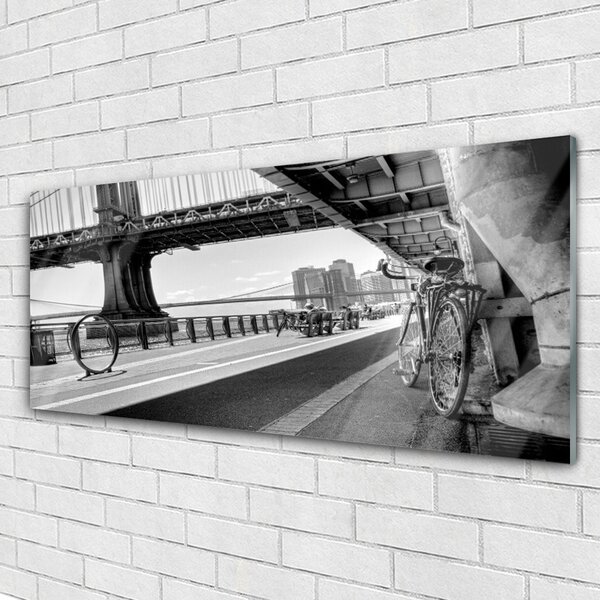 Tablou pe sticla Bridge Road Bike Arhitectura Gray