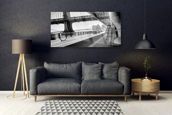 Tablou pe sticla Bridge Road Bike Arhitectura Gray