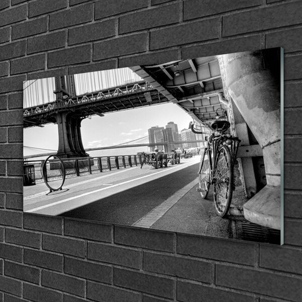 Tablou pe sticla Bridge Road Bike Arhitectura Gray