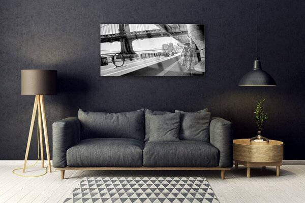 Tablou pe sticla Bridge Road Bike Arhitectura Gray