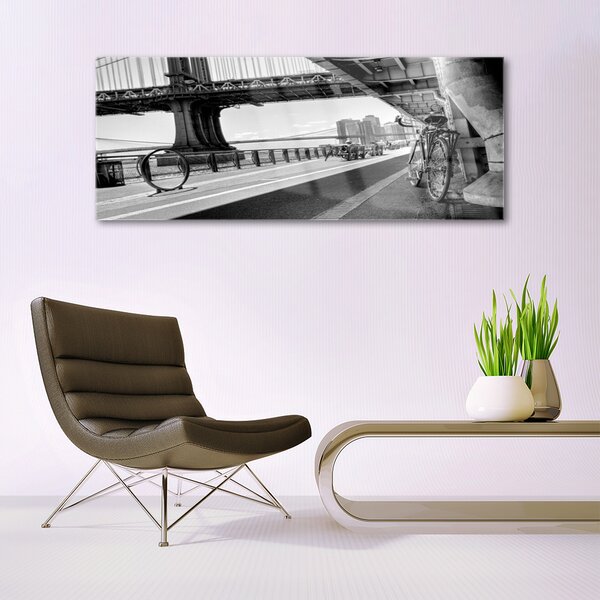 Tablou pe sticla Bridge Road Bike Arhitectura Gray