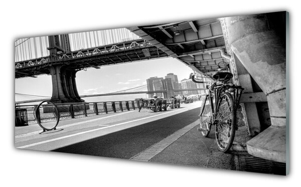 Tablou pe sticla Bridge Road Bike Arhitectura Gray