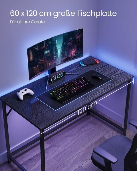 Birou Gaming Vasagle, model Miriam, 120x60X75 cm, Negru