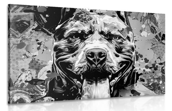 Tablou ilustrația câinelui colorată în design alb-negru