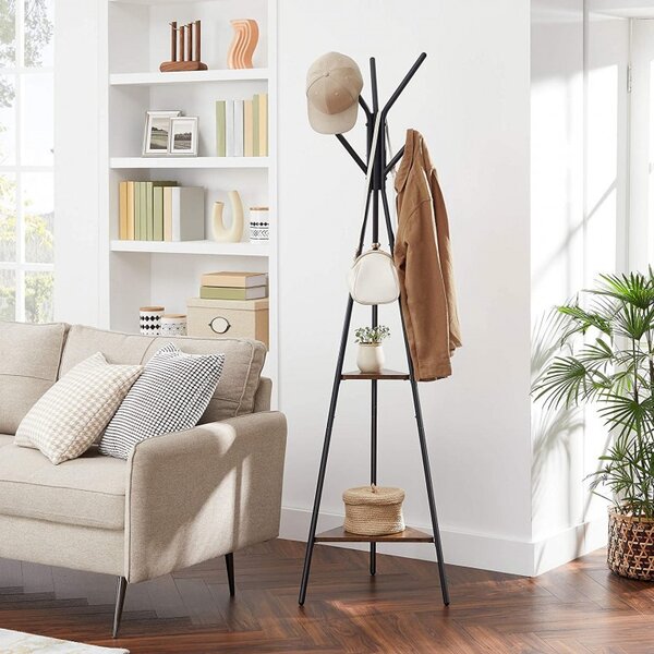 Cuier tip pom Model Barr, Maro Rustic/Negru, 50x50x179 cm
