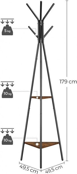 Cuier tip pom Model Barr, Maro Rustic/Negru, 50x50x179 cm