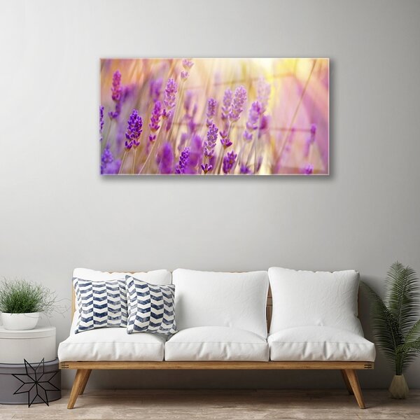 Tablou pe sticla Flori roz Floral