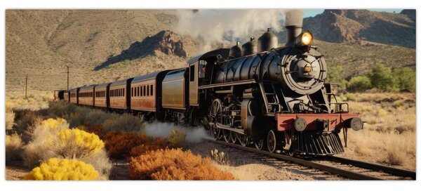 Tablou - Locomotivă cu aburi (120x50 cm)