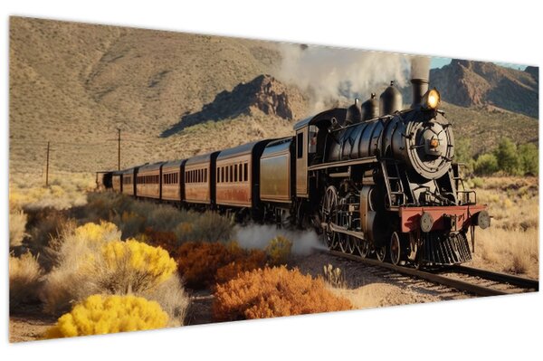 Tablou - Locomotivă cu aburi (120x50 cm)