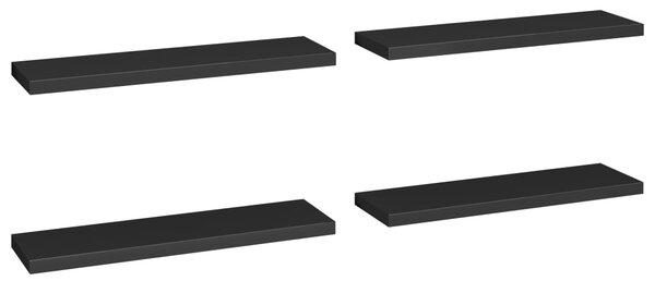 Rafturi de perete suspendate 4 buc., negru, 90x23,5x3,8 cm, MDF