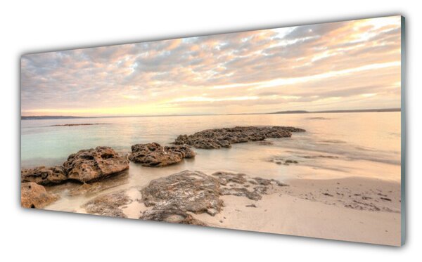 Panou sticla bucatarie Sea Stones Peisaj Gri himmelBlue Maro