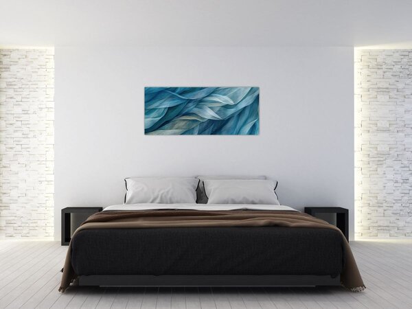 Tablou - Undele albastre și albe (120x50 cm)