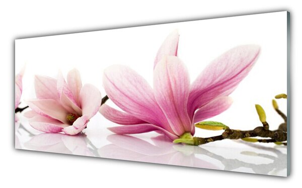 Tablou pe sticla Flori roz Floral