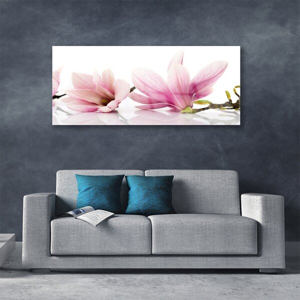 Tablou pe sticla Flori roz Floral