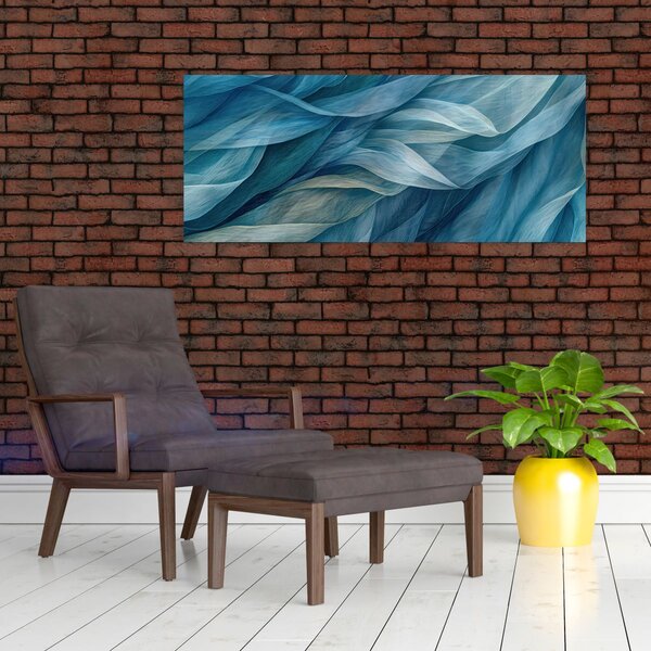 Tablou - Undele albastre și albe (120x50 cm)