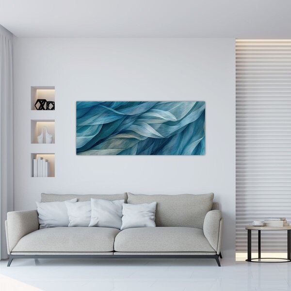 Tablou - Undele albastre și albe (120x50 cm)