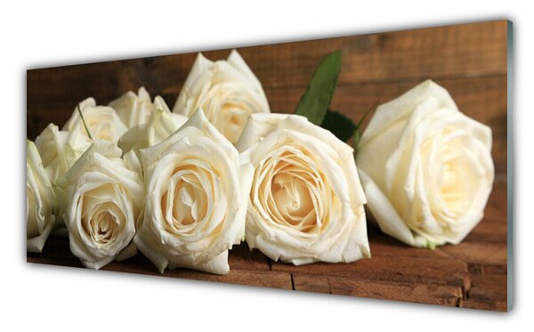 Tablou pe sticla Trandafiri Floral Alb