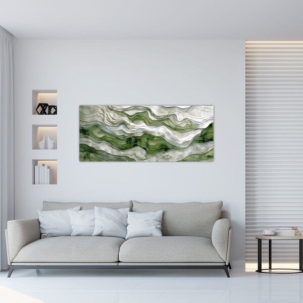 Tablou - Undele verzi și albe (120x50 cm)