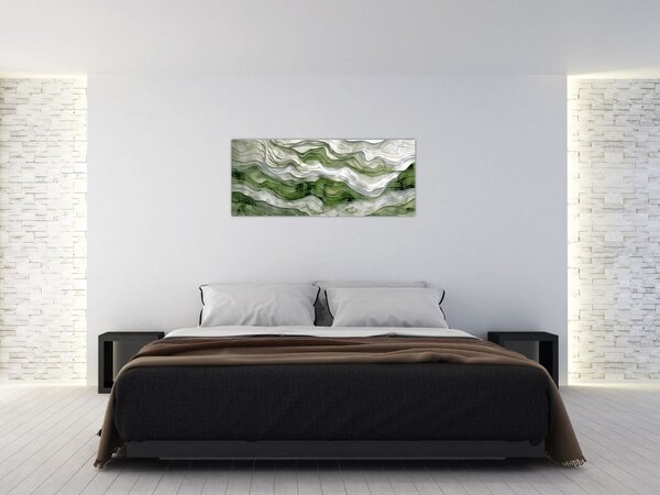Tablou - Undele verzi și albe (120x50 cm)