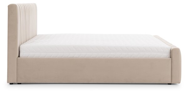 Pat tapițat Livani 160x200 cu ladă de depozitare - velur bej Velluto 2