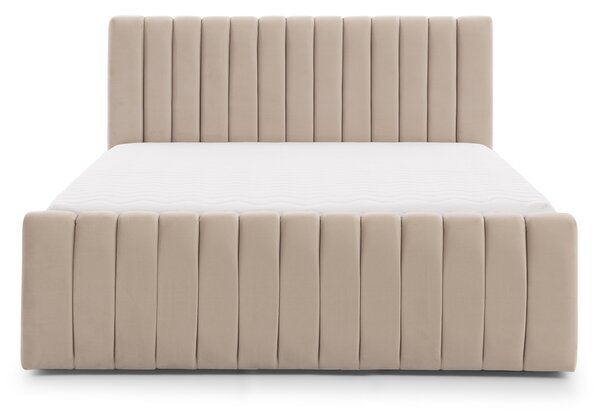 Pat tapițat Livani 160x200 cu ladă de depozitare - velur bej Velluto 2