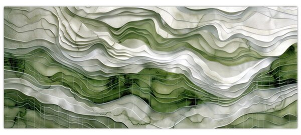 Tablou - Undele verzi și albe (120x50 cm)